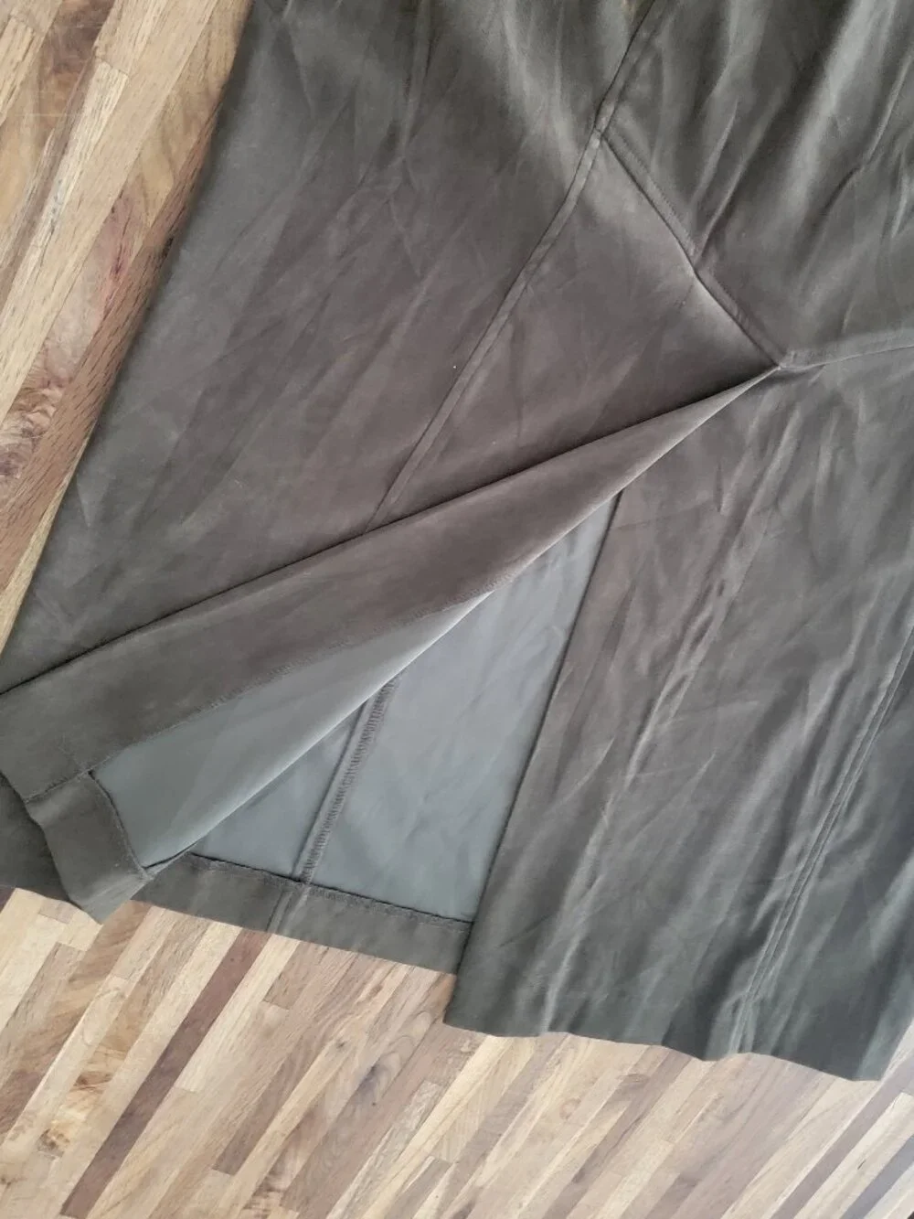 Worthington Stretch Brown Faux Suede Trouser Pencil Skirt Vented - Picture 3 of 11